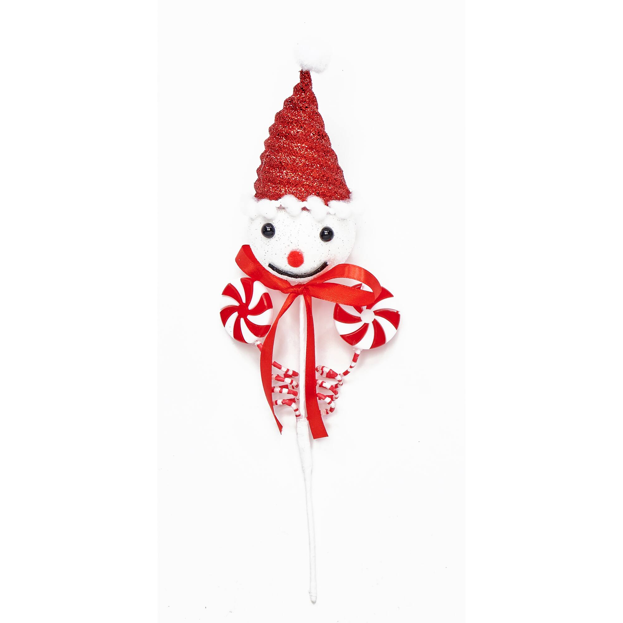 11.5" Christmas Snowman & Peppermint Pick, 6ct.